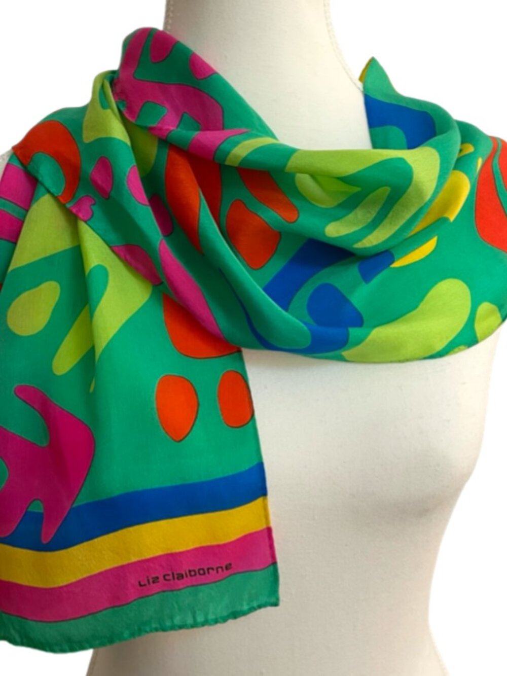 Liz Claiborne Abstract Tropical Scarf | Bright Multicolor | 51" x 10"